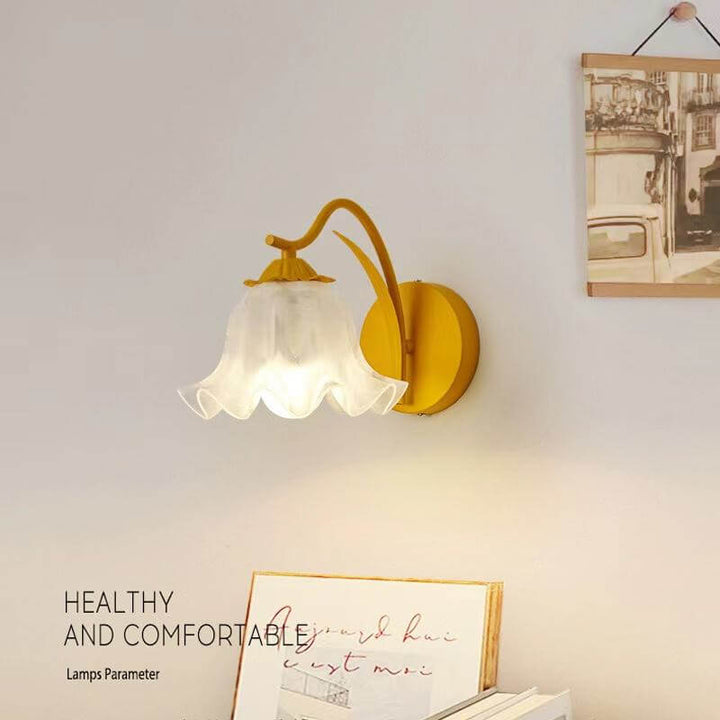Retro Floral Metal Wall Lamp, Acrylic Shade, E27, Multiple Colors