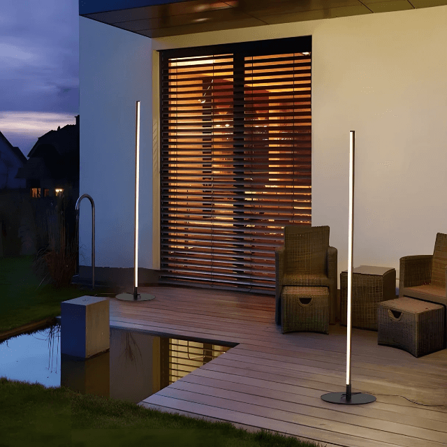 Solar Outdoor Floor Lamp, Modern Design with LED Light