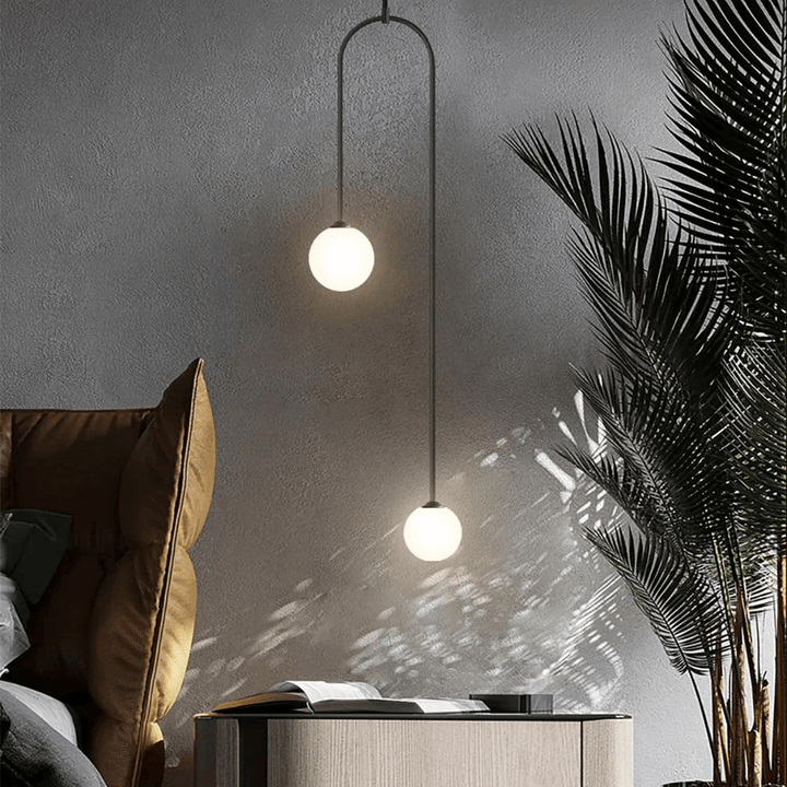 Modern U-Shaped 2-Light Glass Globe Pendant