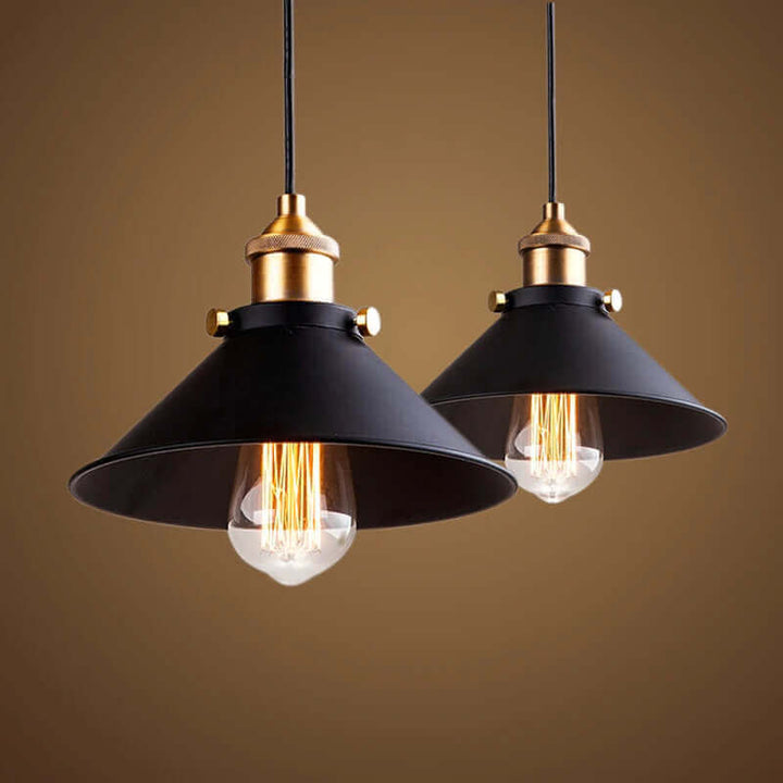 Vintage Brass Cone Pendant Light