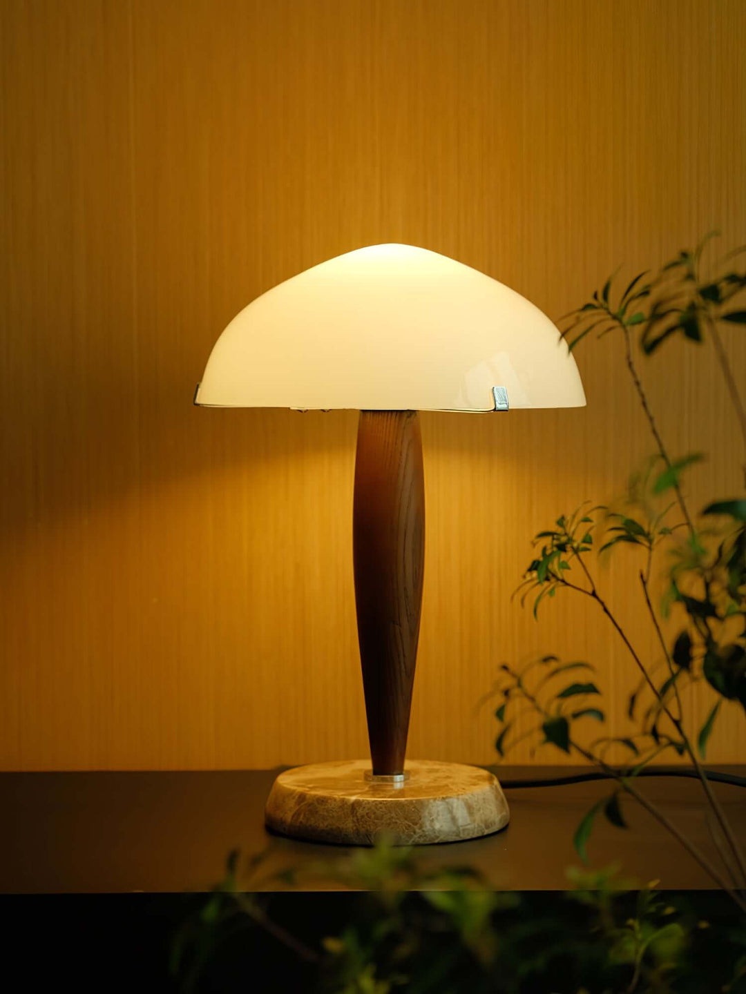 Elegant Glass & Wood Table Lamp