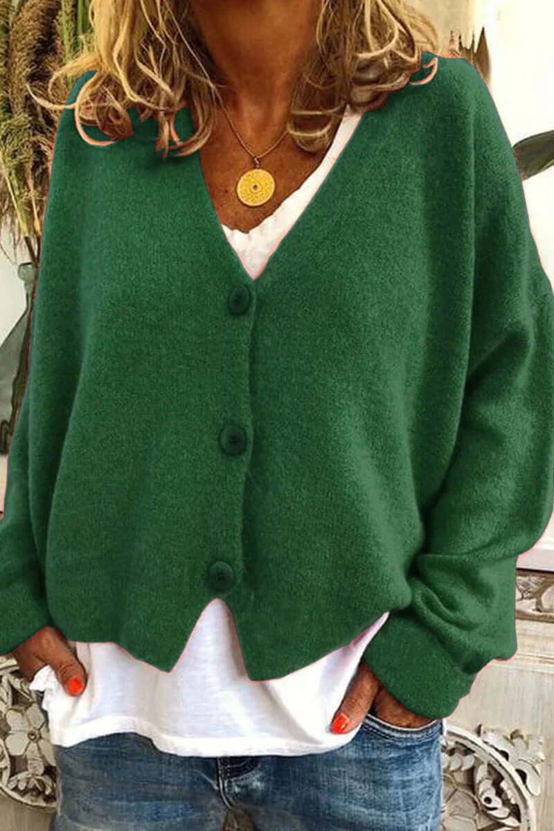 Knitted Patchwork V-Neck Women's Cardigan