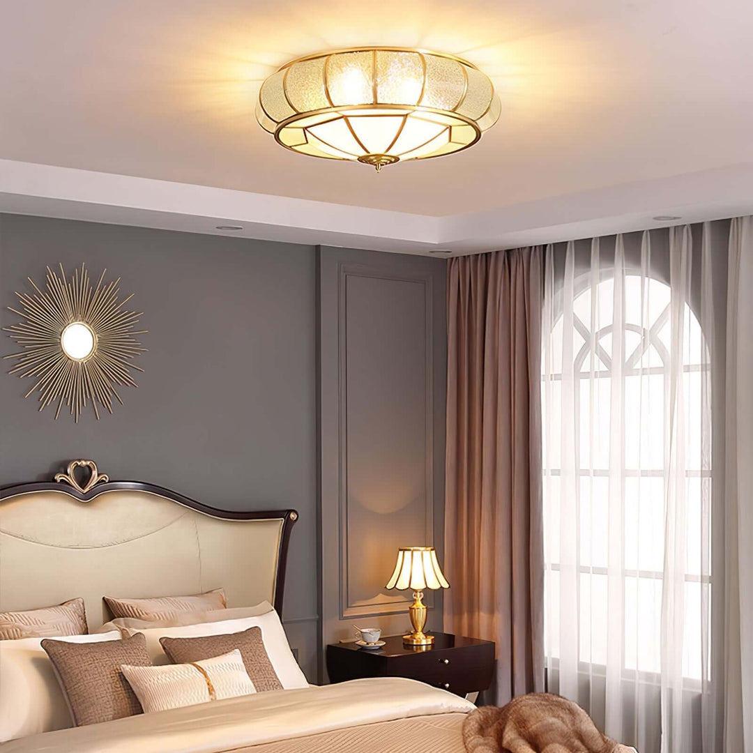 Round Textured Glass Ceiling Light Fixture