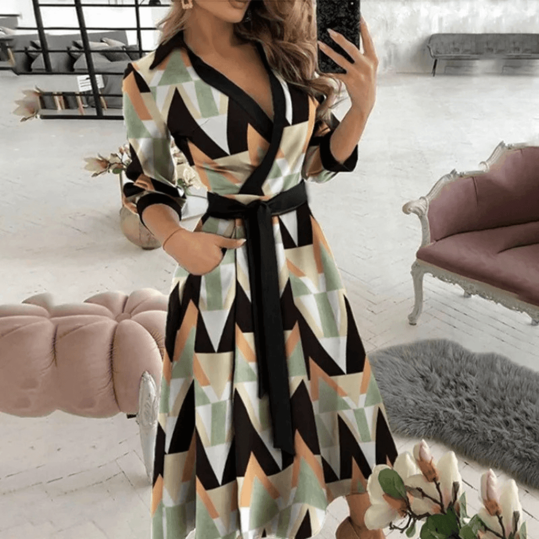 Women's Belted Wrap Midi Dress