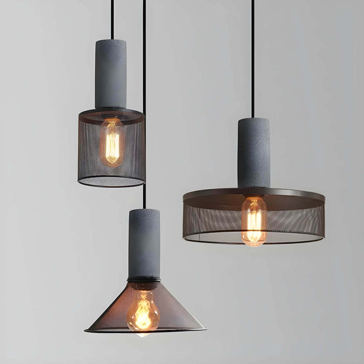 Industrial Pendant Light Concrete & Iron Ceiling Lamp