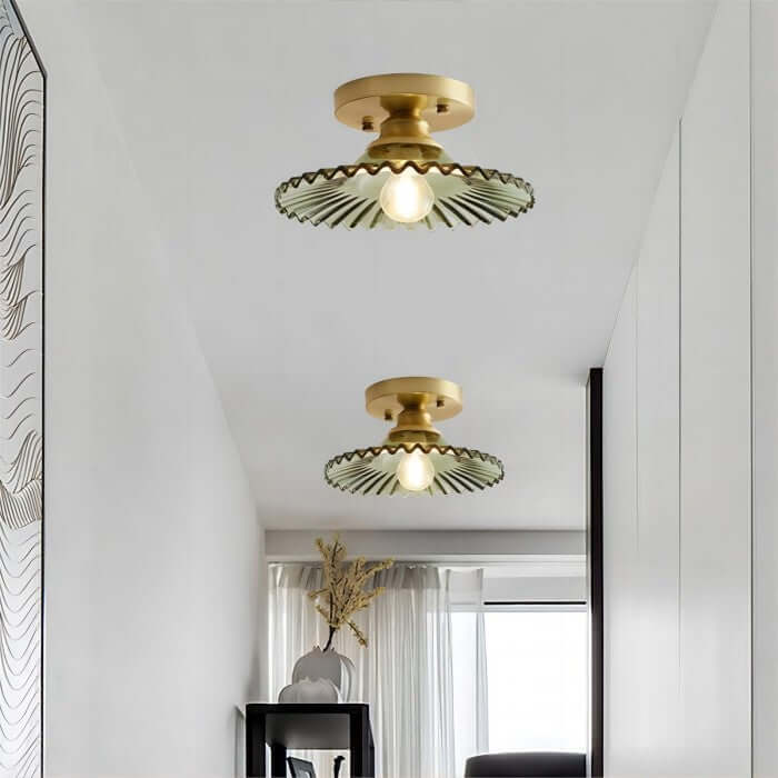 Vintage Style Clear Glass Ribbed Petal Ceiling Light