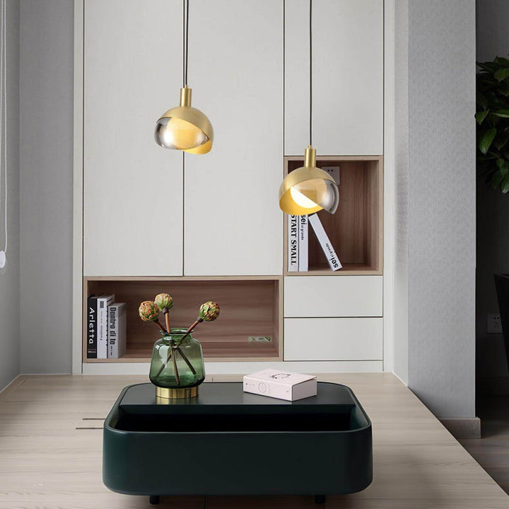 Adjustable Metal Pendant Light with Glass Shade
