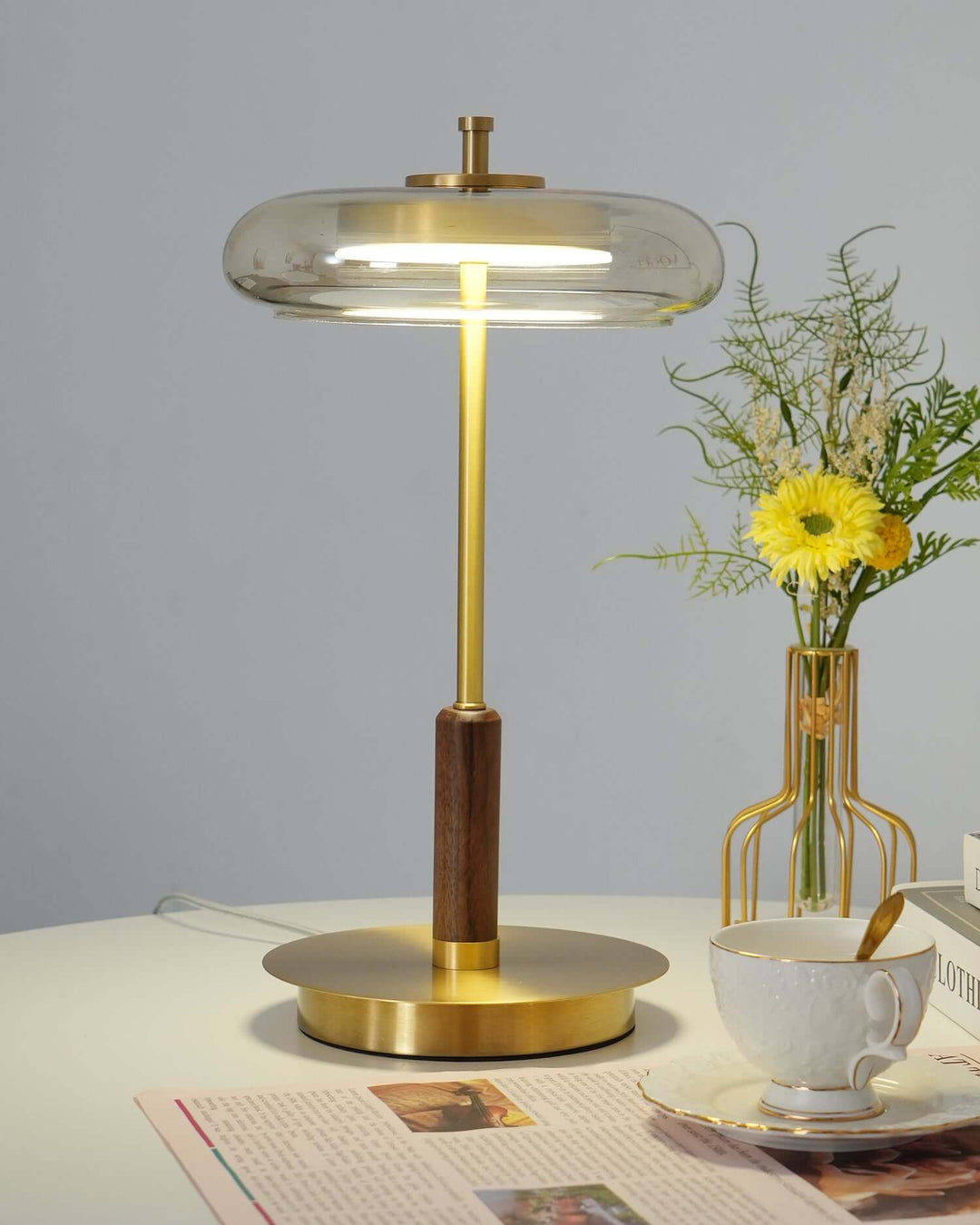Modern Glass & Metal LED Table Lamp