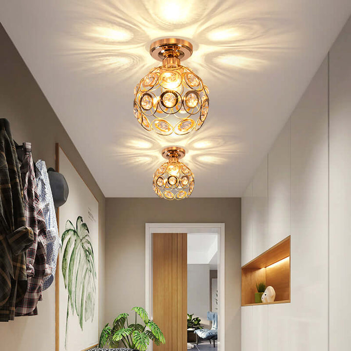 Luxury Gold Crystal Ball Ceiling Light Fixture