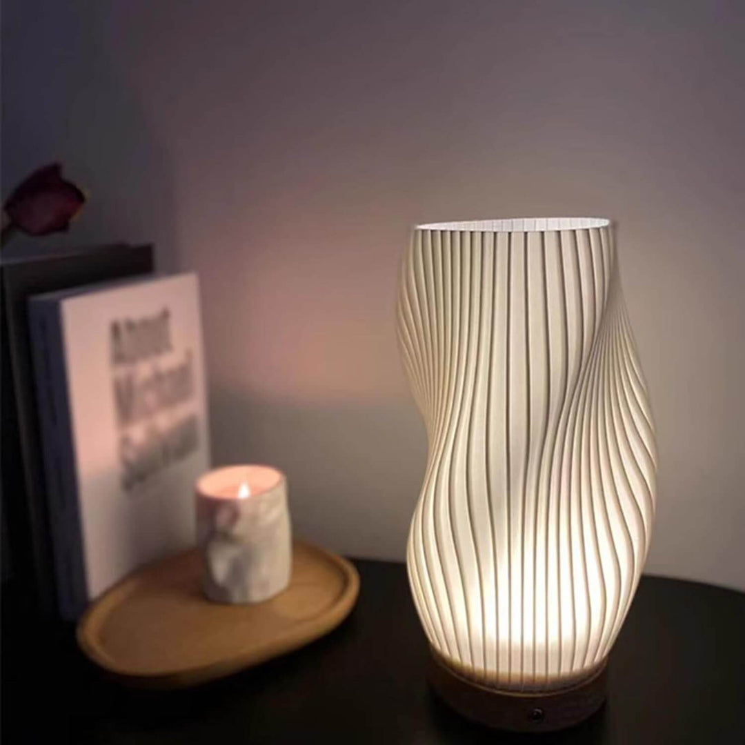 Modern Dimmable USB Desk Lamp with Wave Shade