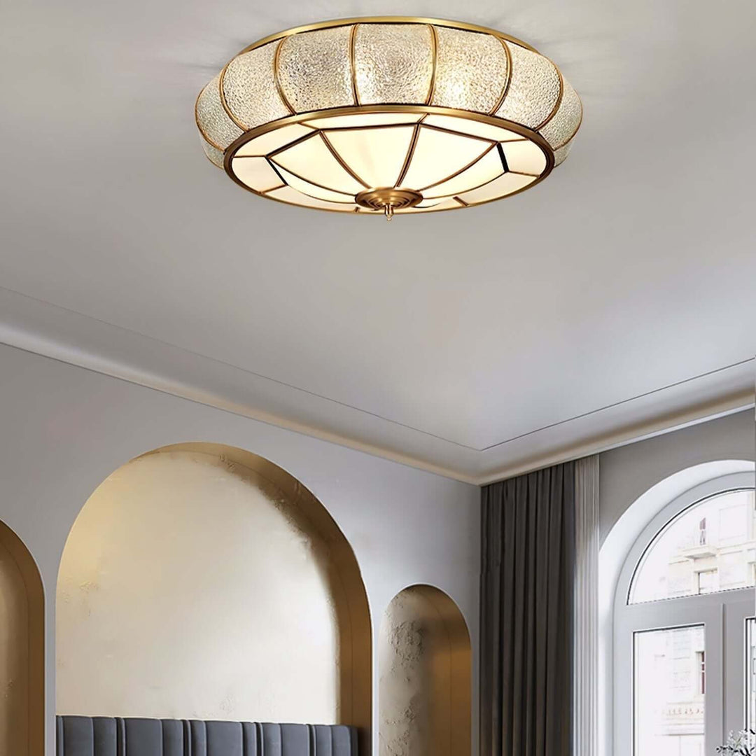 Round Textured Glass Ceiling Light Fixture