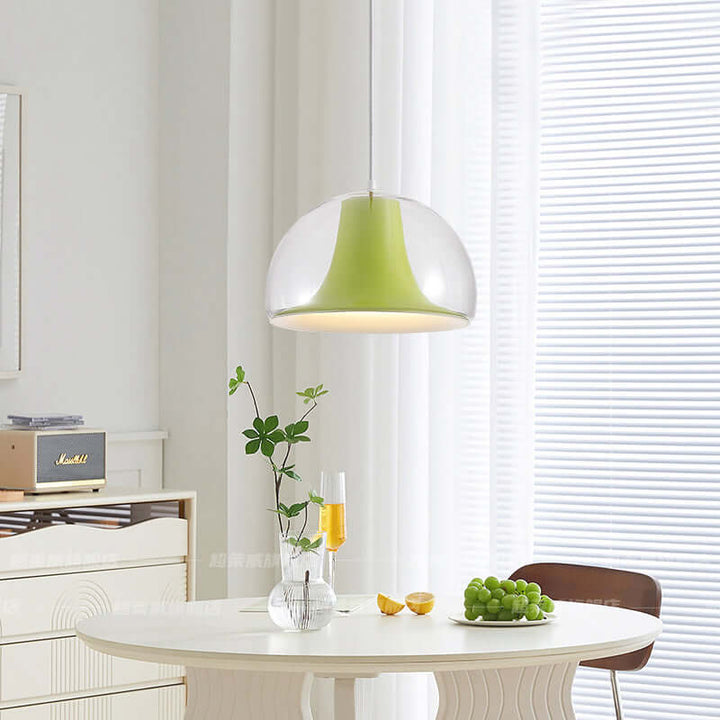 Modern Glass Pendant Lamp, Semicircular Jellyfish Design