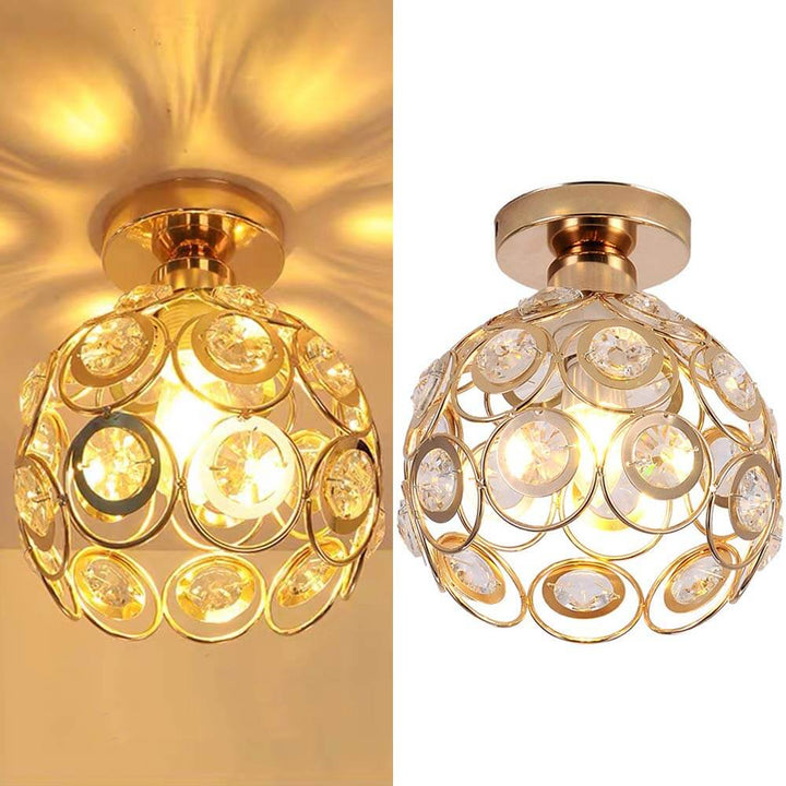 Luxury Gold Crystal Ball Ceiling Light Fixture
