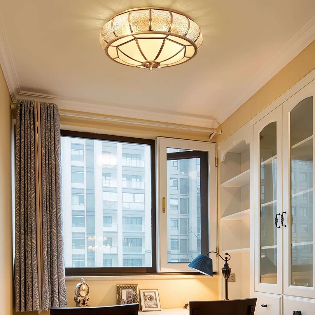 Round Textured Glass Ceiling Light Fixture