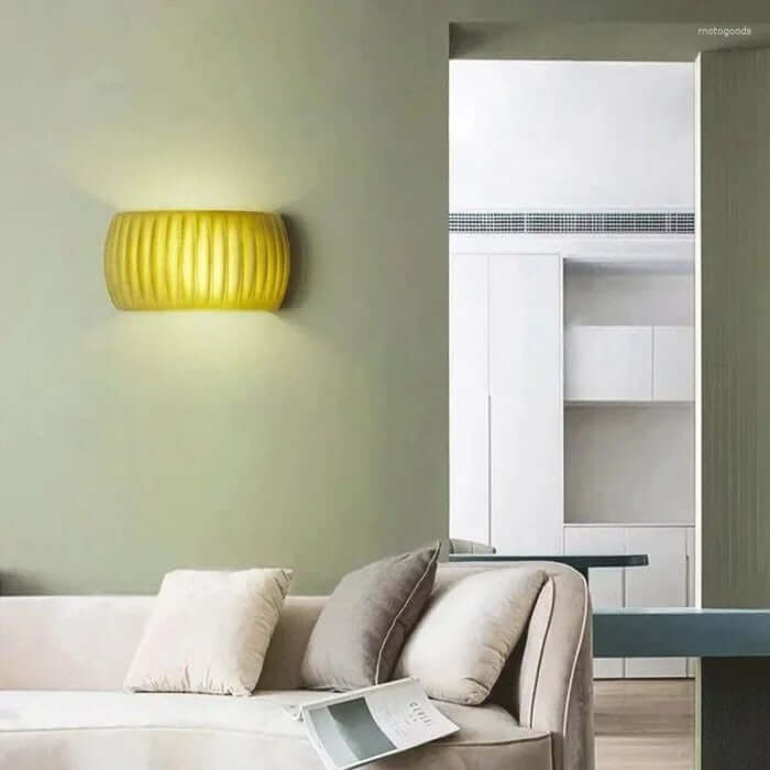 Ribbed Resin Wall Sconce - Art Deco Style