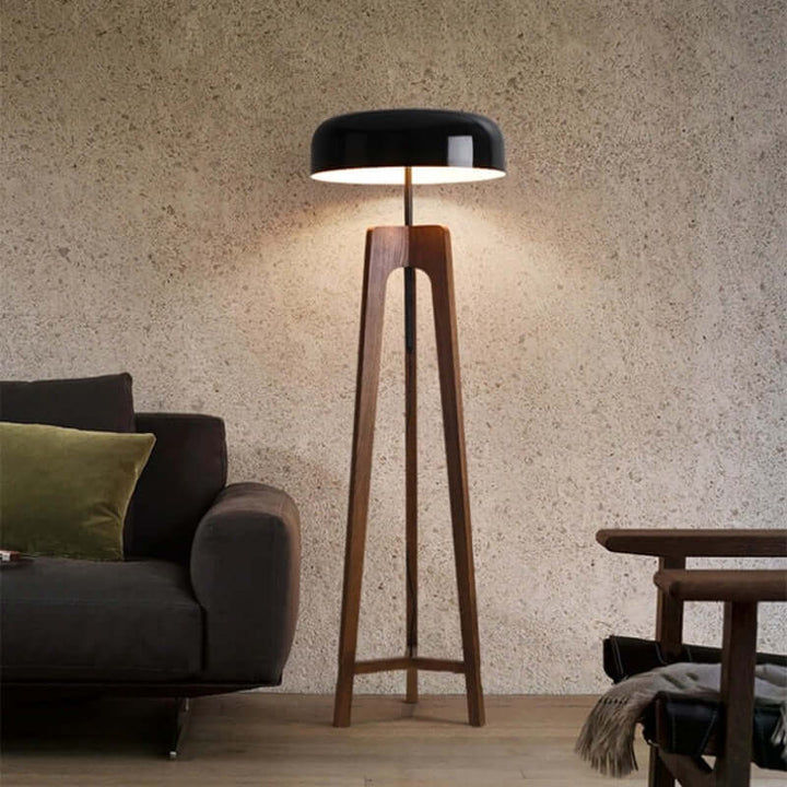 Modern Bamboo LED Floor Lamp with Wood Accents