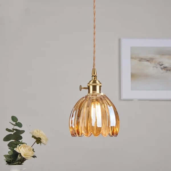 Retro Glass Flower Pendant Light
