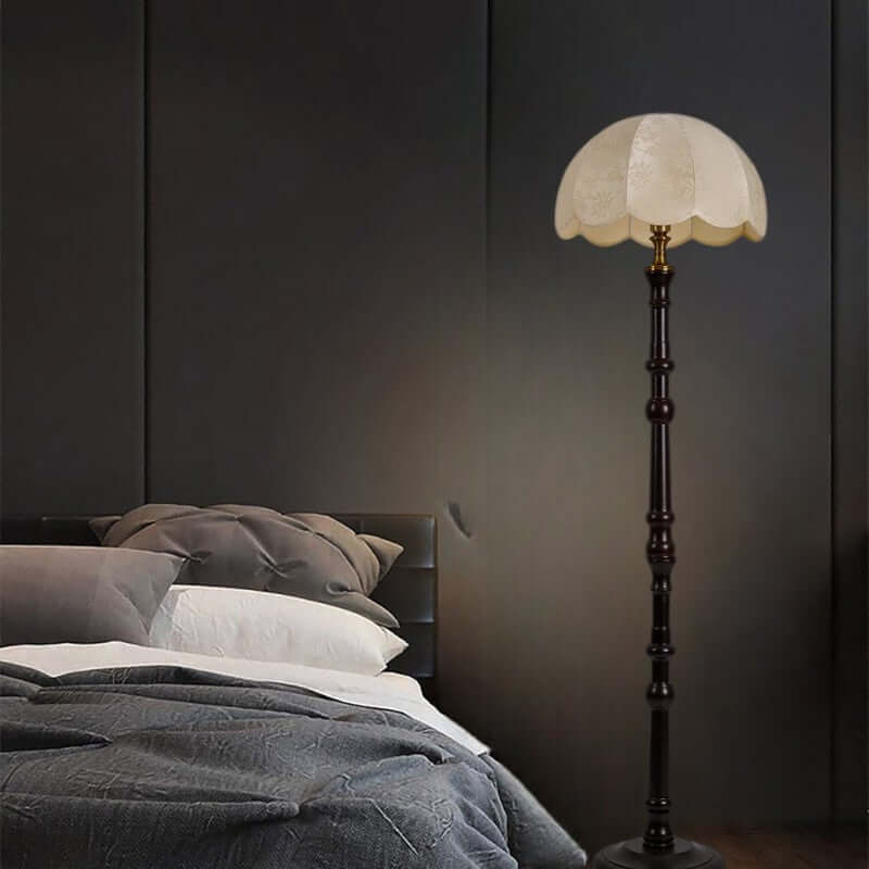 Elegant Wooden Floor Lamp with Fabric Shade