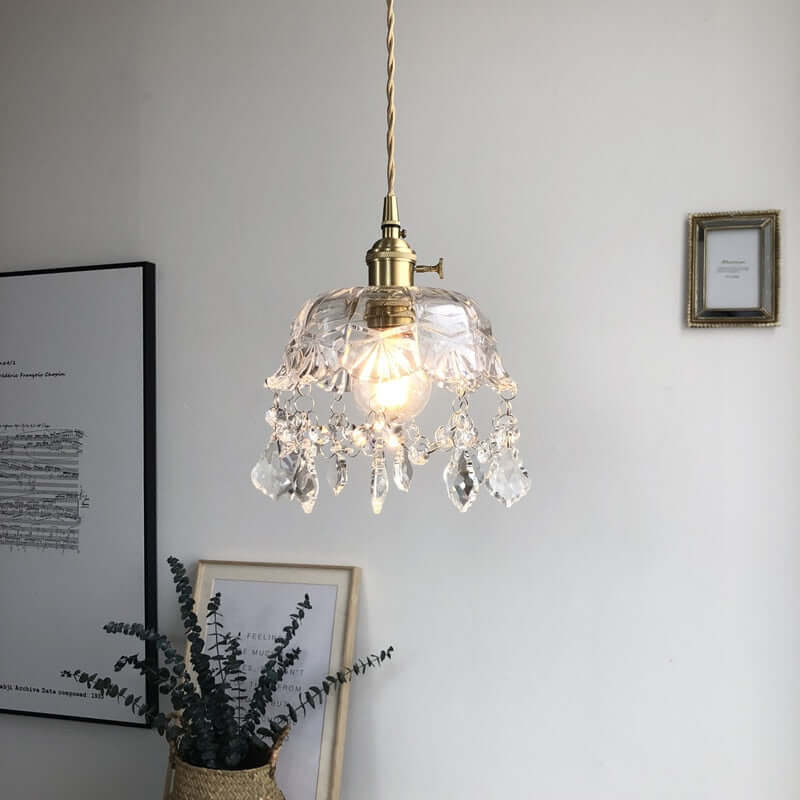 Crystal Glass Pendant Lamp - Elegant Transparent Design