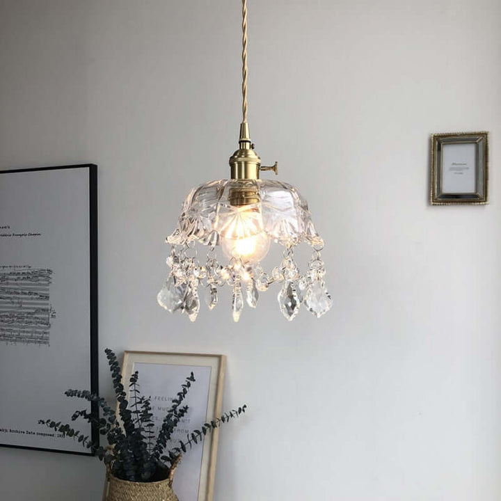 Crystal Glass Pendant Lamp - Elegant Transparent Design