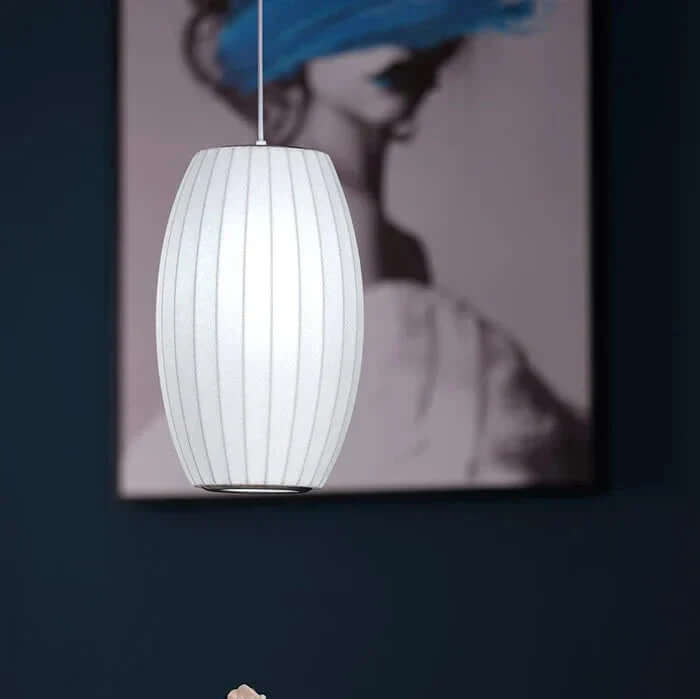 Modern Silk & Steel Pendant Light
