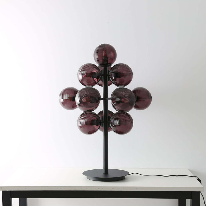 Decorative Grape Table Lamp with Black Iron & Glass