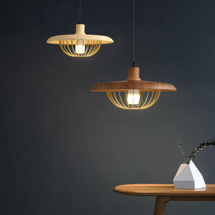 Rustic Wood-Look Pendant Light Fixture