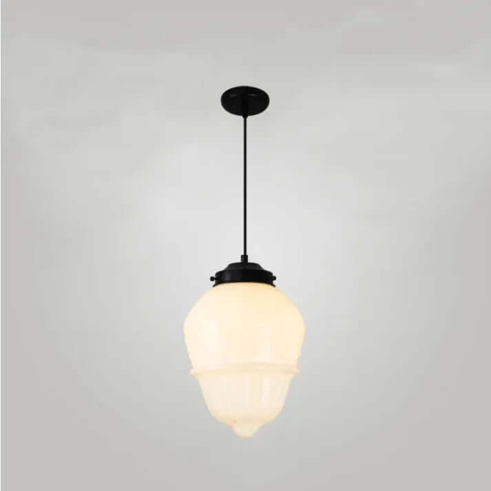 White Milk Glass Geometric Jar Pendant Light