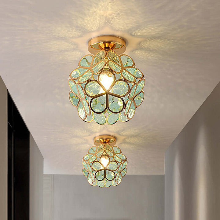 Floral Glass Ceiling Light Fixture for Hallway
