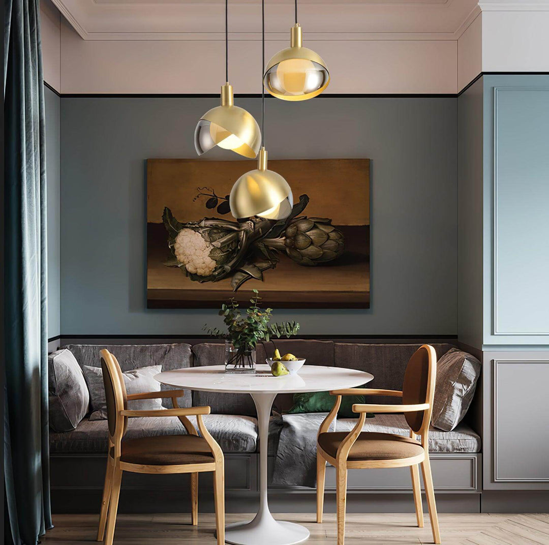 Adjustable Metal Pendant Light with Glass Shade