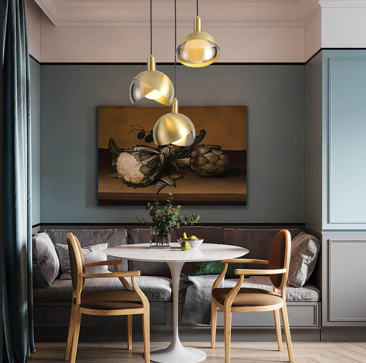 Adjustable Metal Pendant Light with Glass Shade