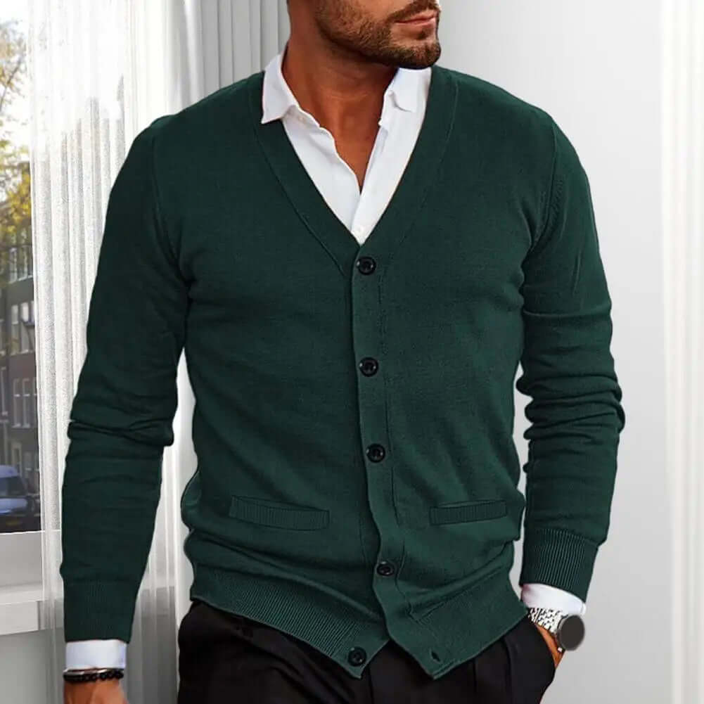 Men's V-Neck Button-Front Cardigan