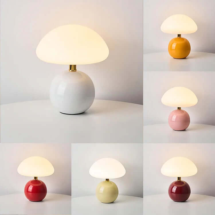 Ceramic Mushroom Lamp with Adjustable LED Light