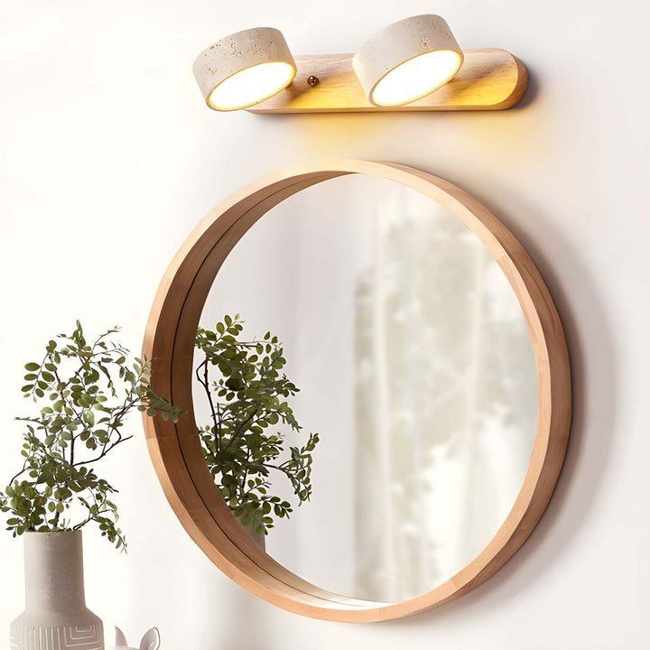 Natural Stone & Wood Wall Light Fixture