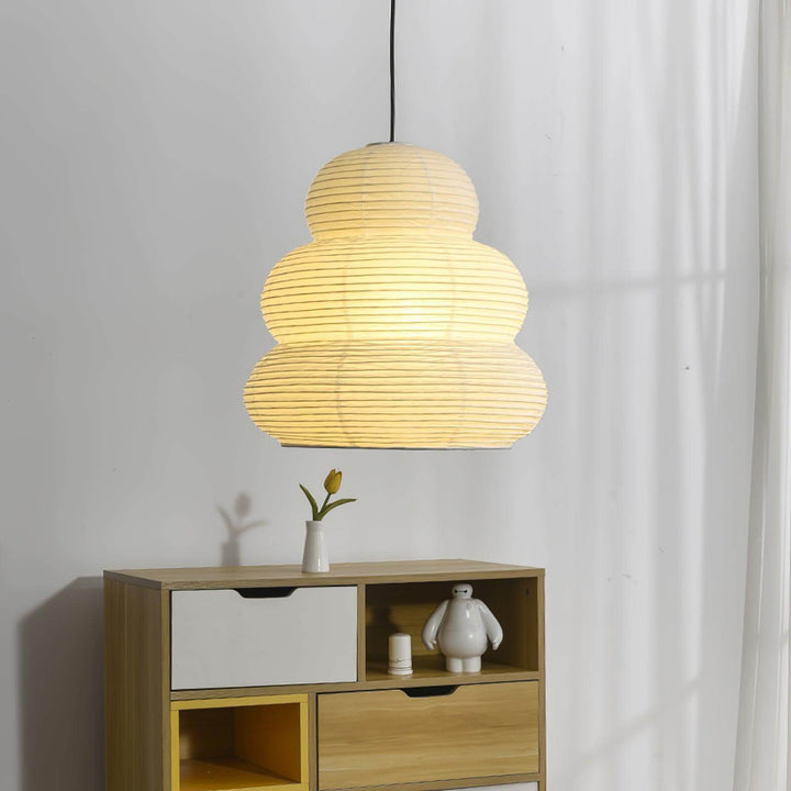 Round Pendant Light Fixture, 40cm Natural Paper Shade