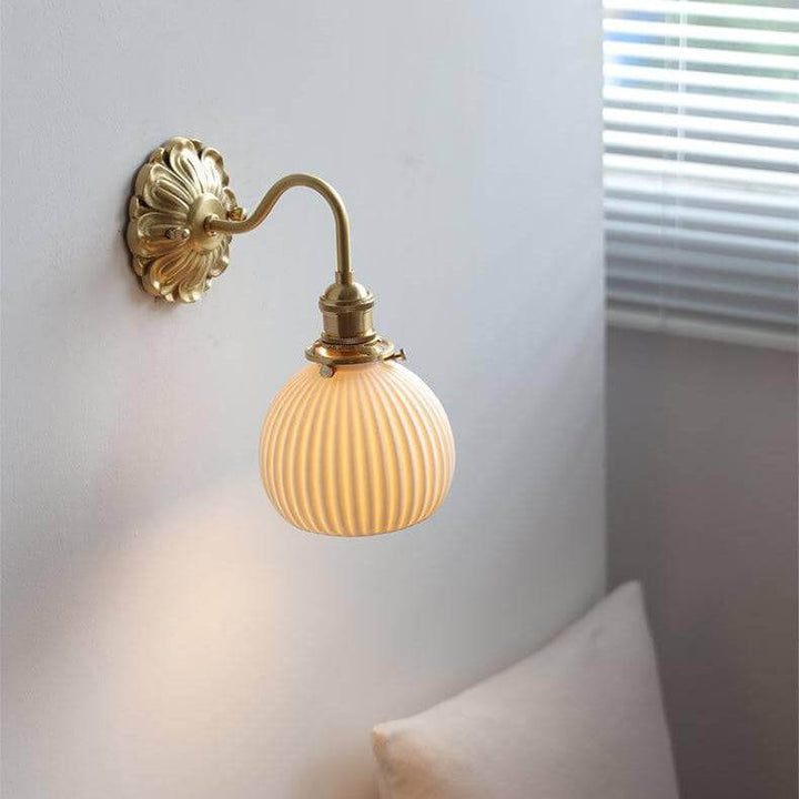Ceramic & Brass Wall Sconce Light Fixture