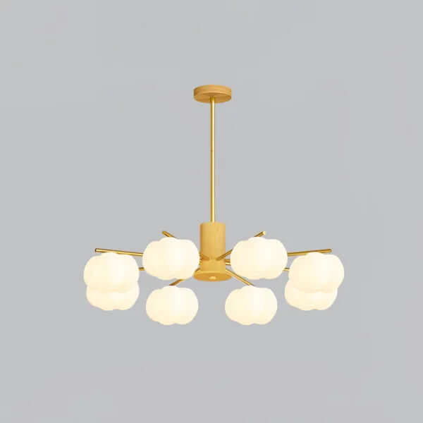 Modern Wooden Chandelier with Cotton Balls