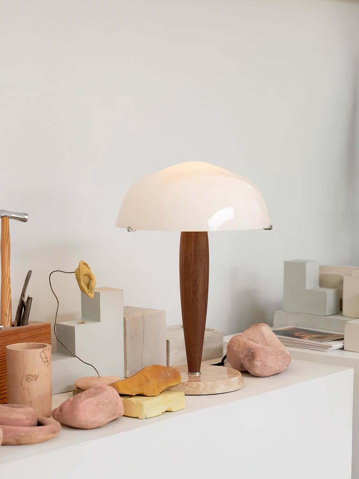 Elegant Glass & Wood Table Lamp