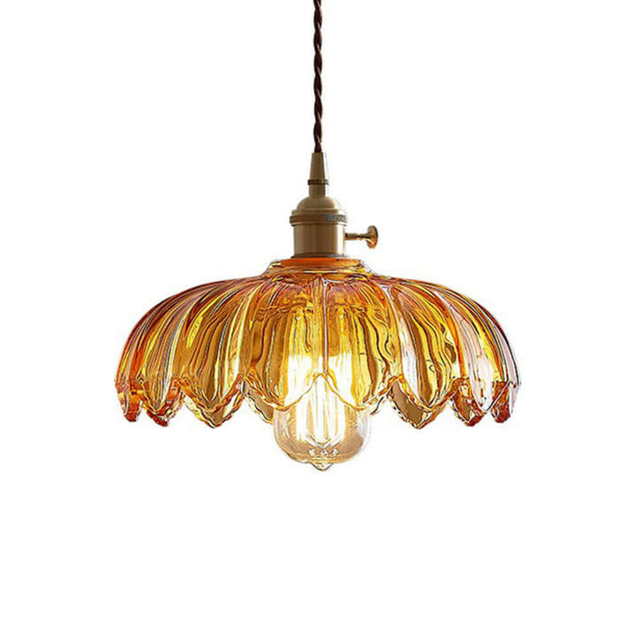 Vintage Glazed Floral Hanging Lamp