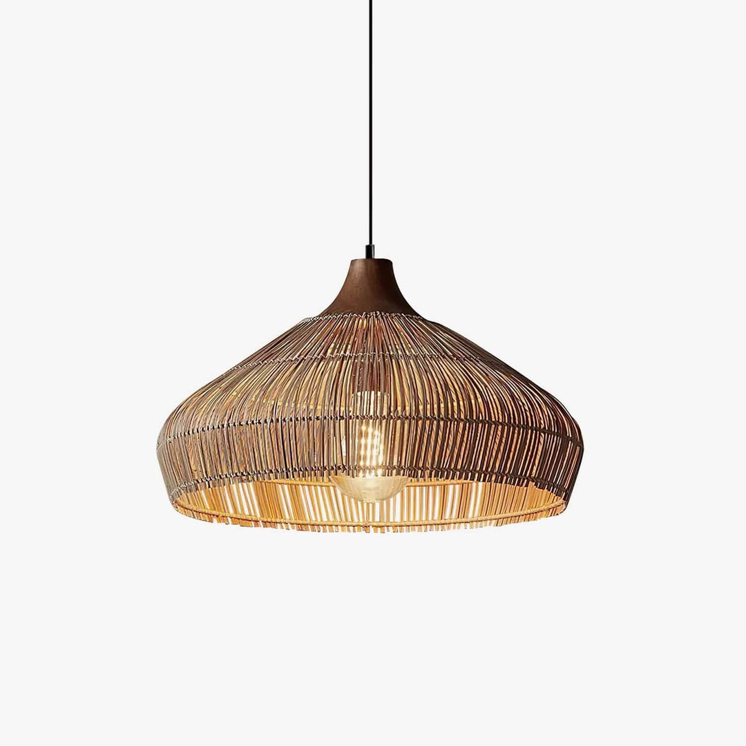 Woven Rattan Pendant Light - Handcrafted Bohemian Decor