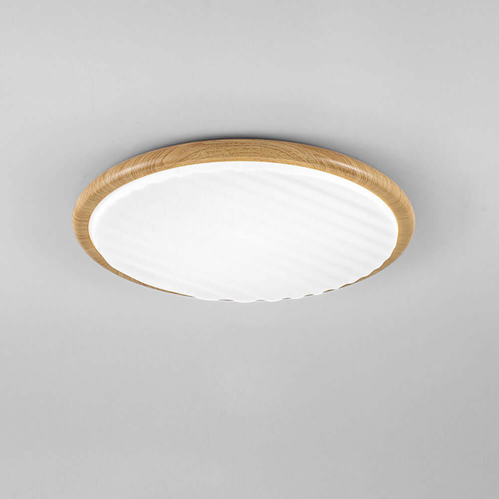 Round Wooden LED Ceiling Light for Bedroom