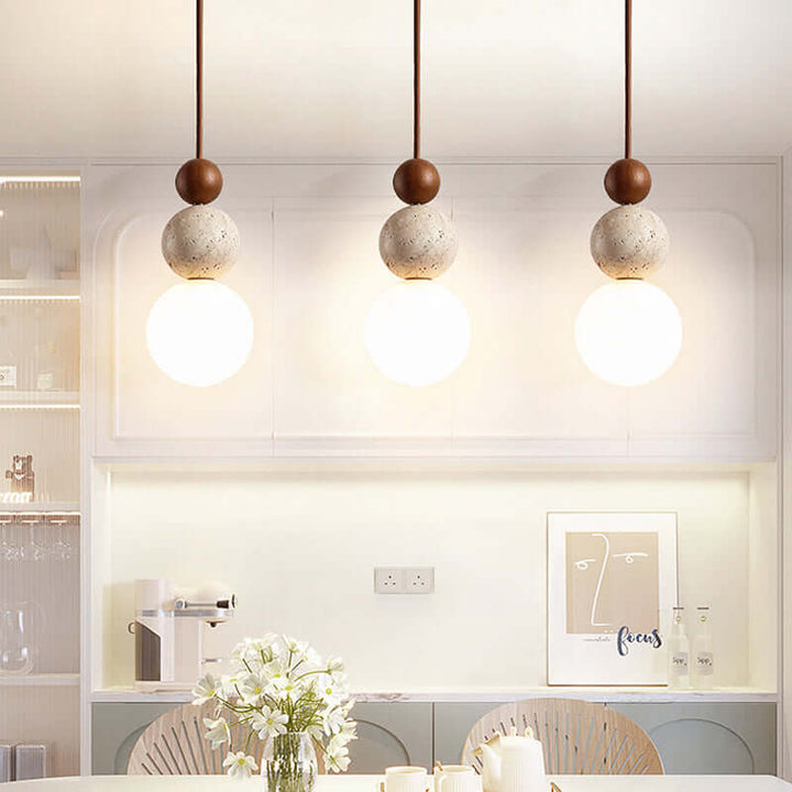 Natural Travertine Stone Pendant Light