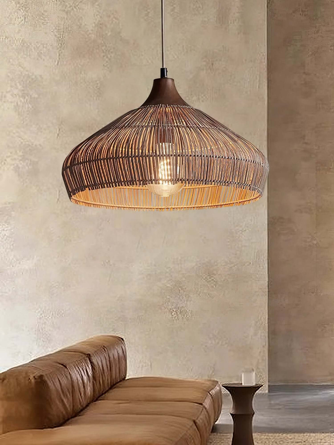 Woven Rattan Pendant Light - Handcrafted Bohemian Decor