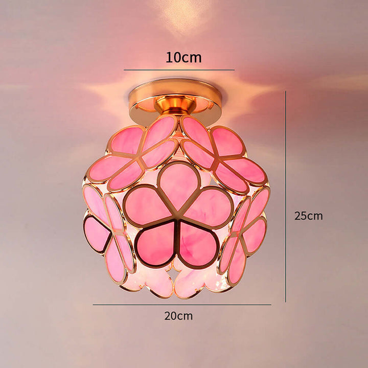 Floral Glass Ceiling Light Fixture for Hallway