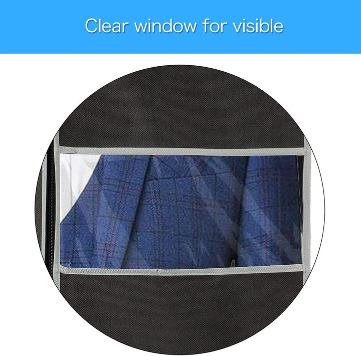 Breathable garment bags, 10-pack, for closet organization & apparel protection. Clear window for easy viewing.