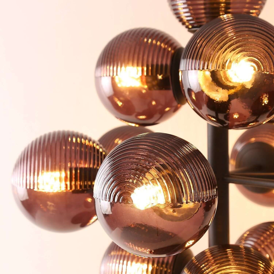 Decorative Grape Table Lamp with Black Iron & Glass