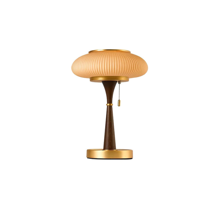 Elegant Mushroom Table Lamp with Wooden Base