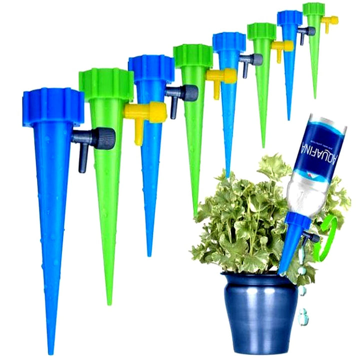 Vacation plant care solution: automatic watering spikes keep your plants hydrated with adjustable flow.