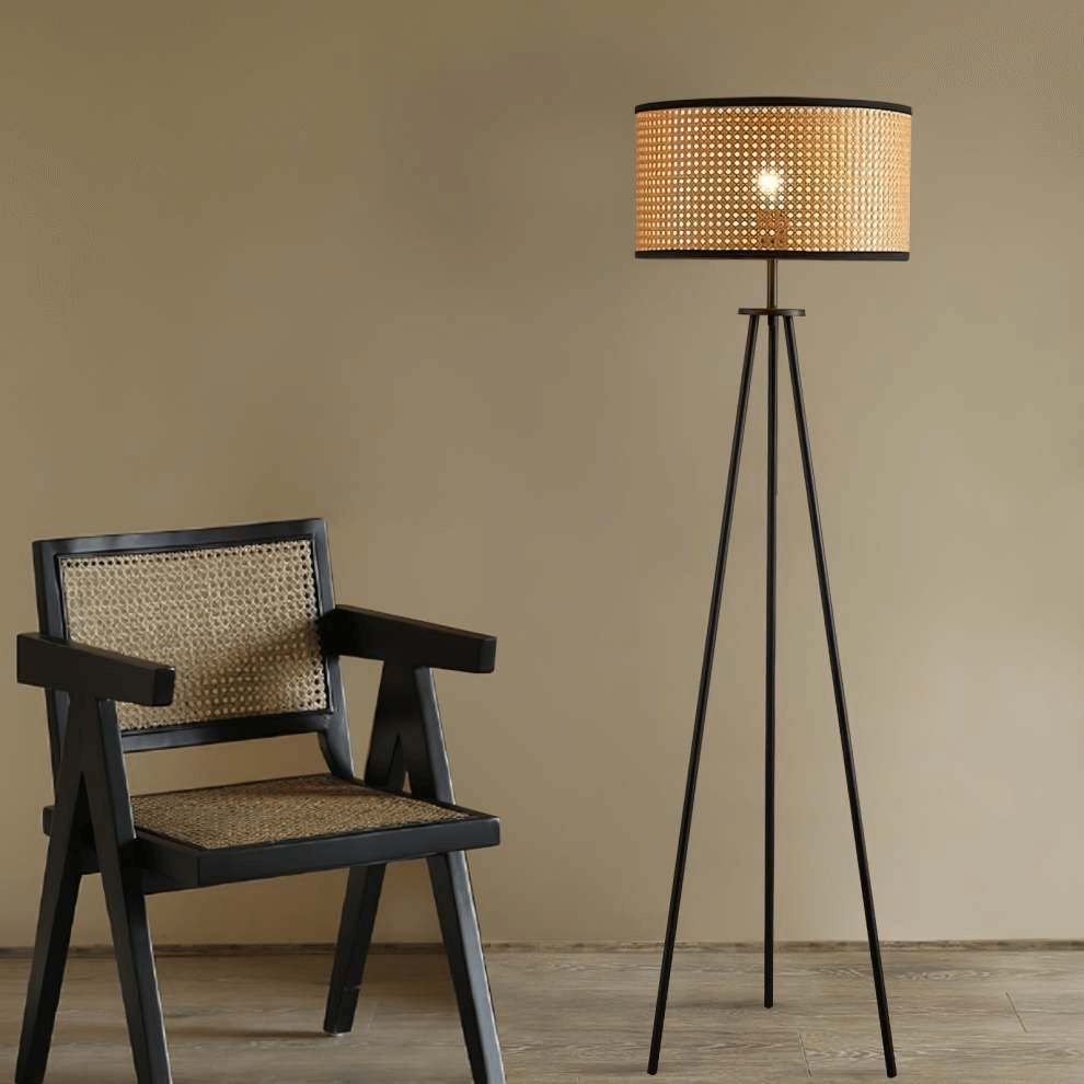 Rattan Tripod Floor Lamp - Natural Chic Lighting