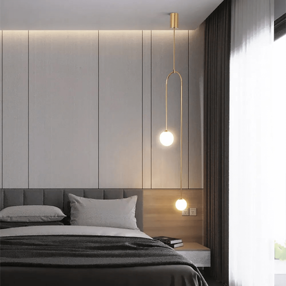 Modern U-Shaped 2-Light Glass Globe Pendant